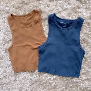Aeropostale Ribbed Cropped Tanks  |  Size Medium